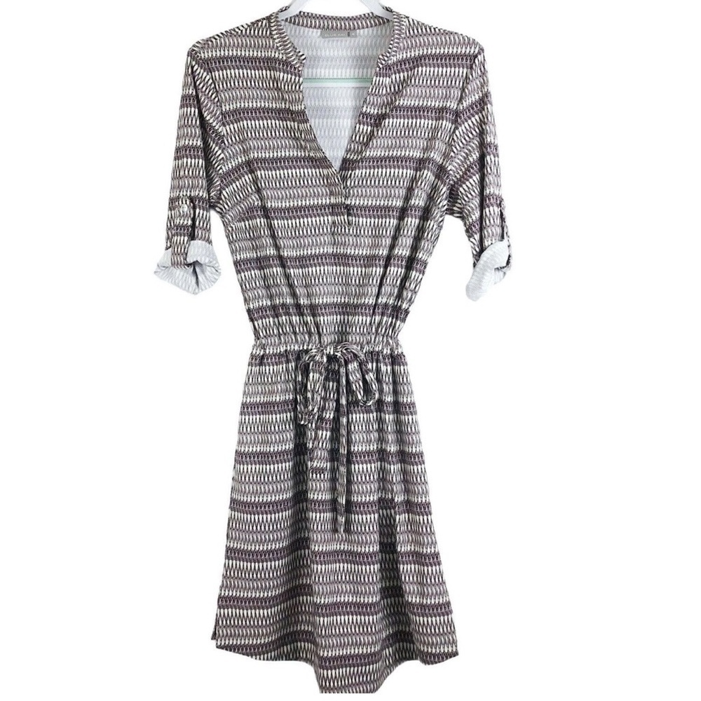 Ellie Kai Printed Belted Shirt Dress